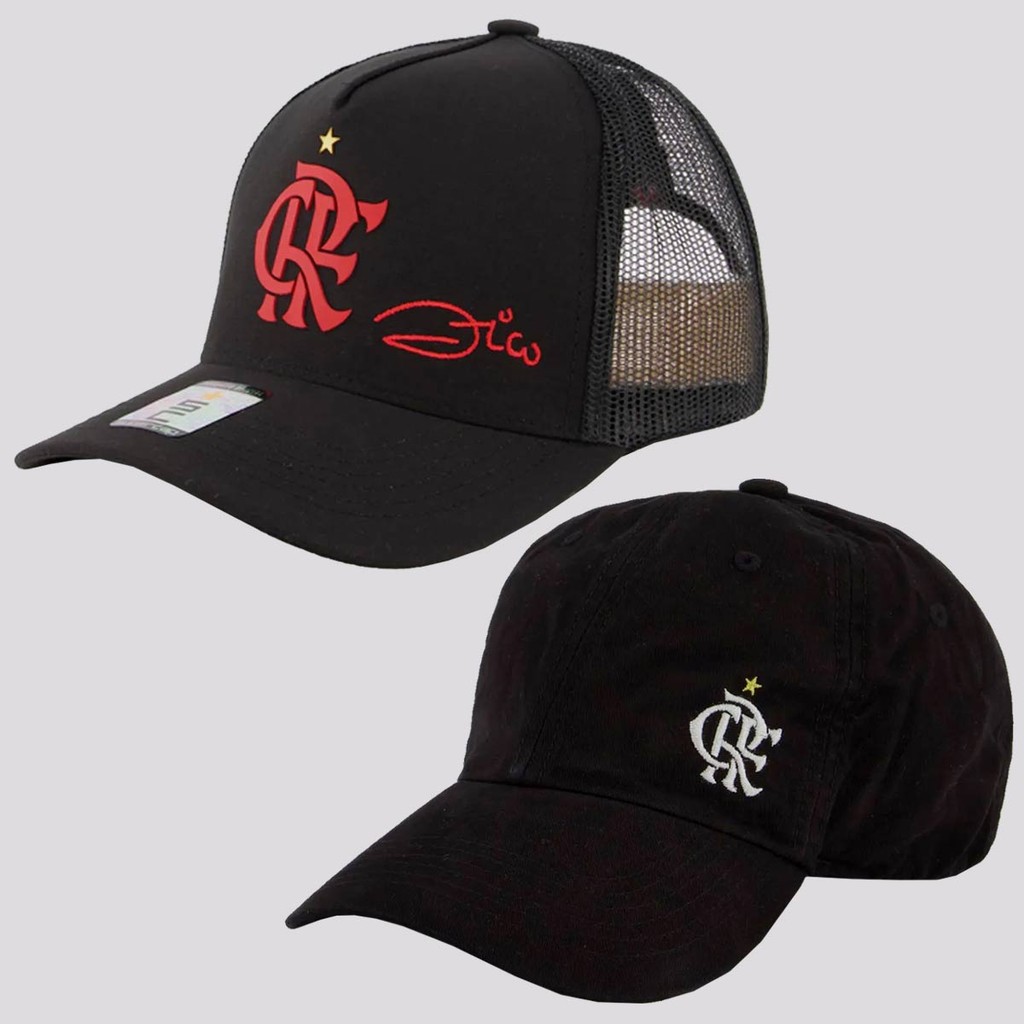 Kit Flamengo 2 Bonés Preto em Oferta na Shopee