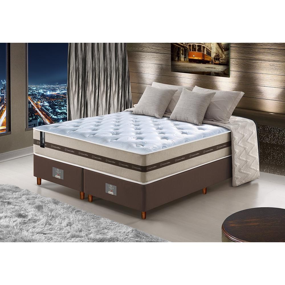 Conjunto Cama Box King de Molas Ensacadas Cama inBox Select Basic 193x203x65 Bege em Oferta na Shopee