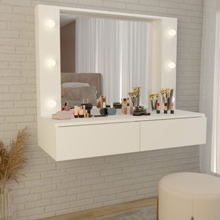 Penteadeira Suspensa Estrela 2 Gavetas Branco - Panorama Móveis em Oferta na Shopee