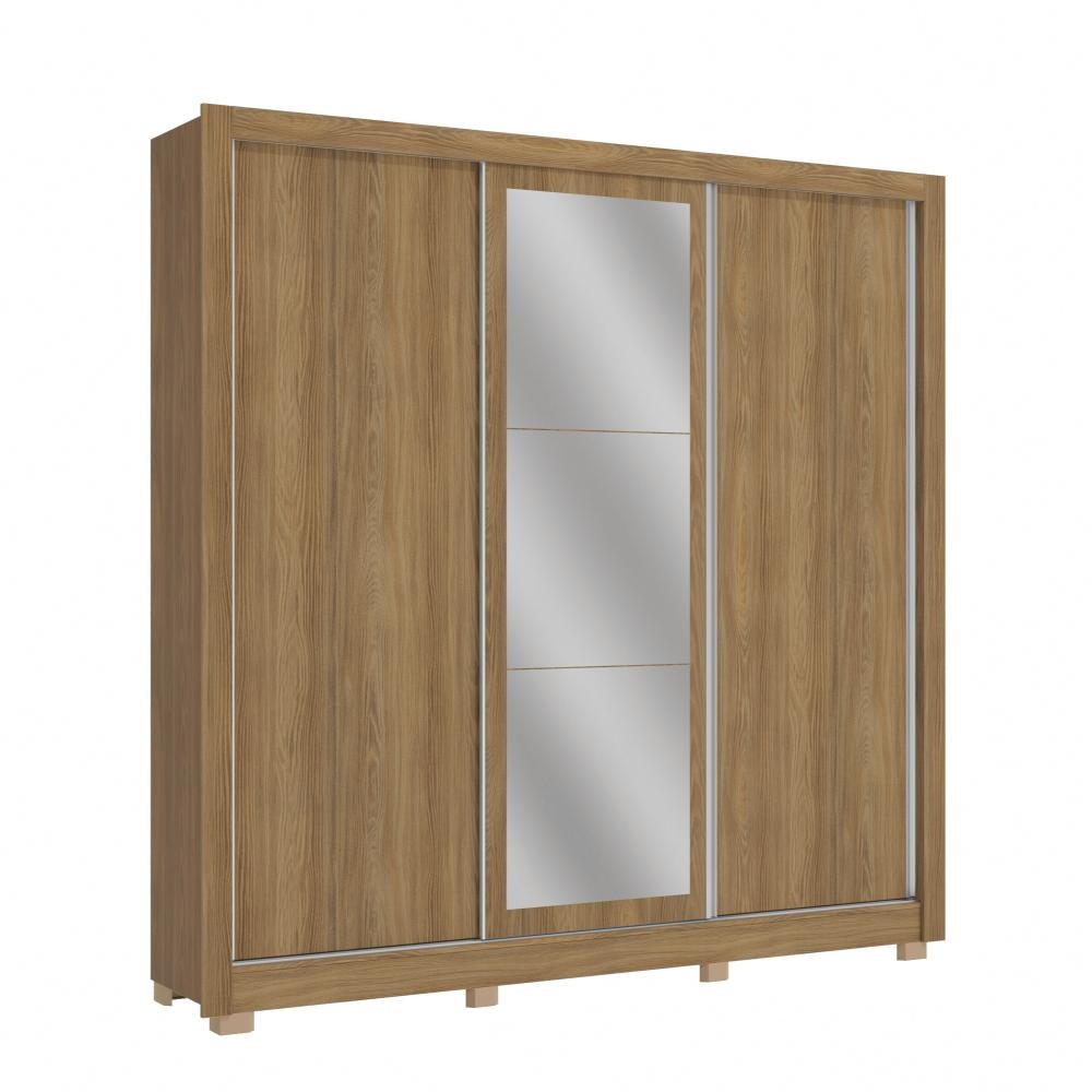 Guarda-Roupa Casal Kappesberg 3 Portas de Correr com Espelho Marrom Cinza - CB01M570 - Home & Living