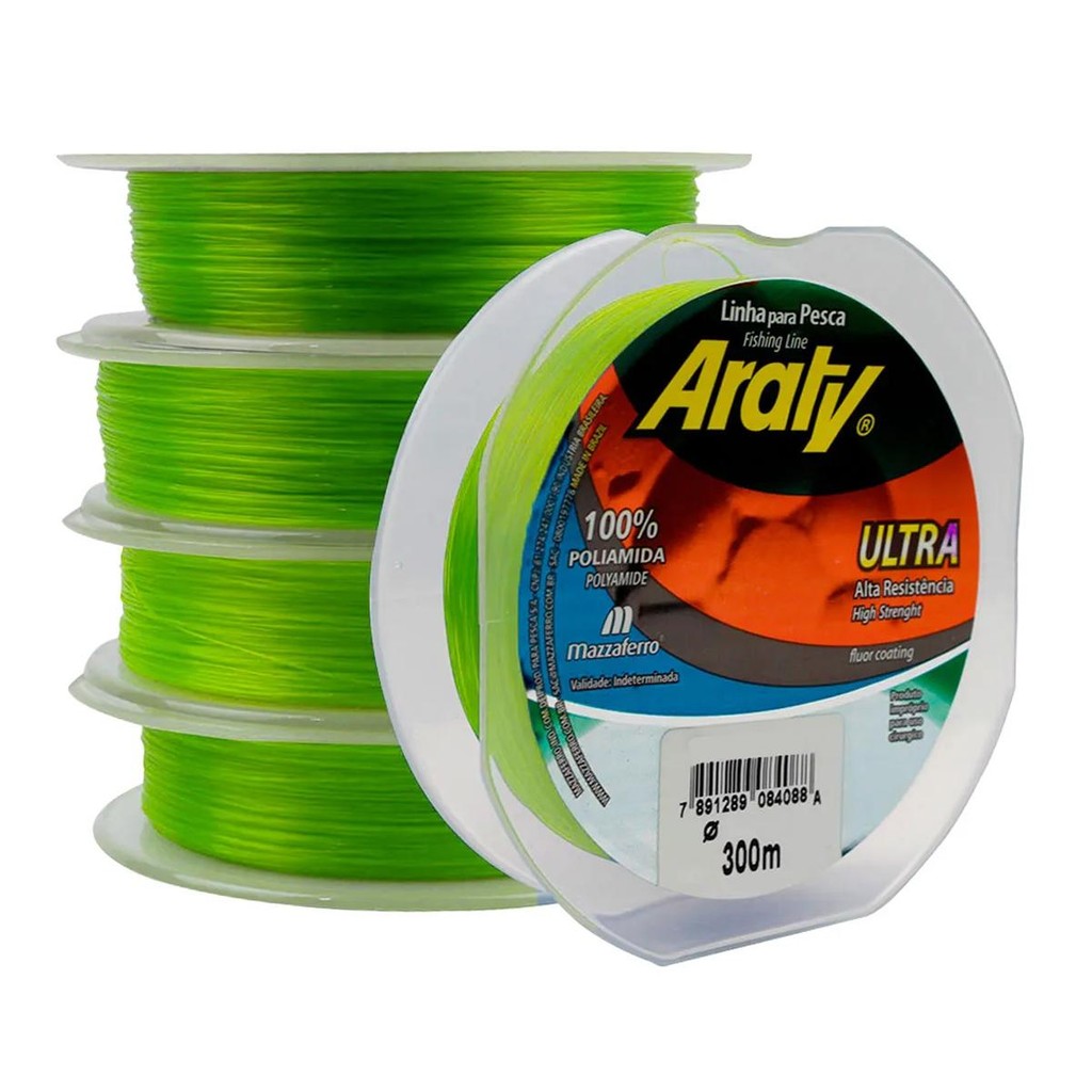 Linha Monofilamento Araty Ultra 300 metros – Mazzaferro 0,40mm Verde em Oferta na Shopee
