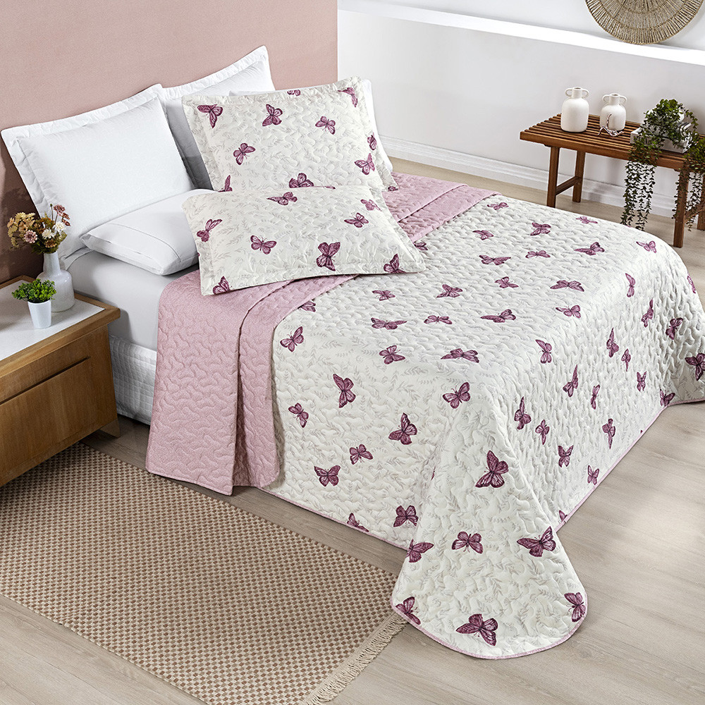 Kit Cobre Leito 3 Peças King\Queen\Casal\Solteiro 200 Fios Percal Dupla Face Matelado Estampa Avere