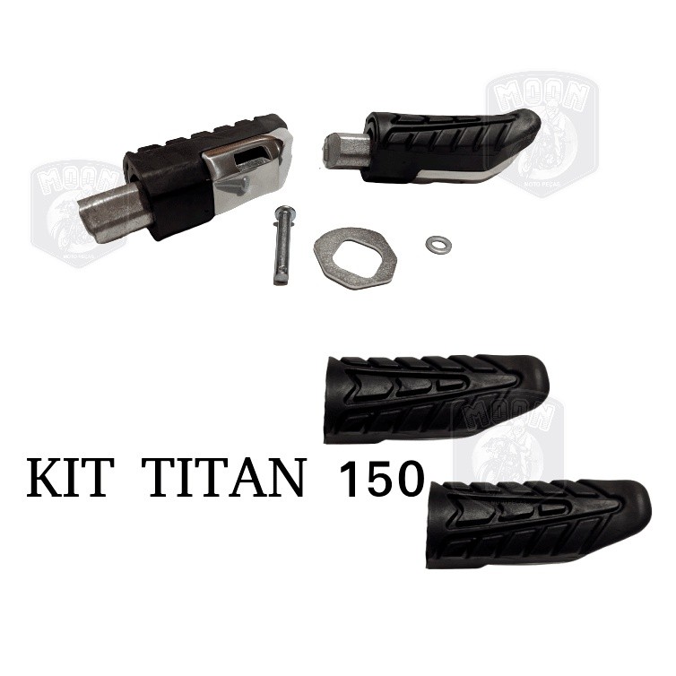 Kit Pedaleira Garupa Moto Titan 150 Cg Fan 125 Aluminio 1 Linha + Borracha do estribo Completa em Oferta na Shopee