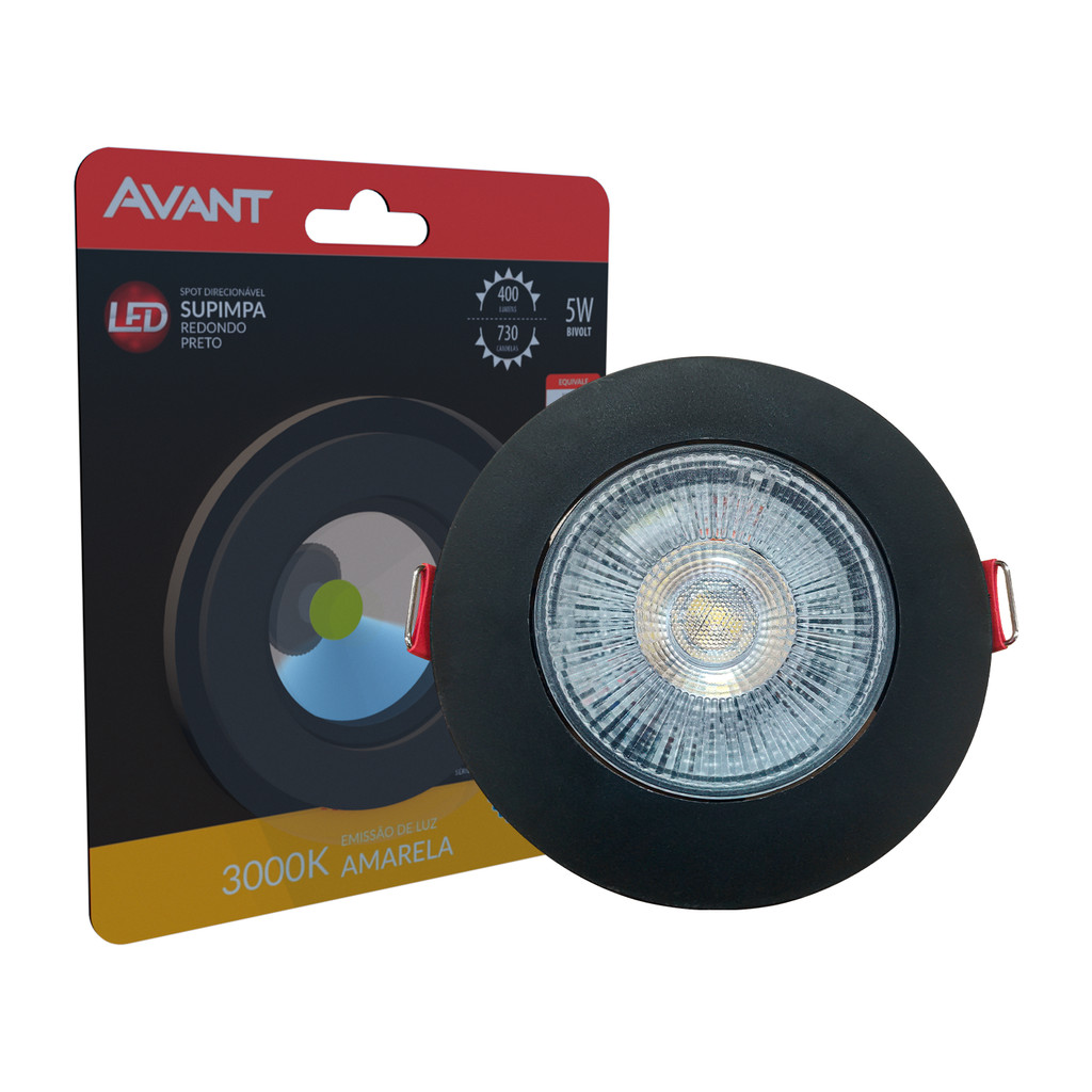 Spot Led Authentic Emb. Redondo 5w 3000k 9cm PF Avant em Oferta na Shopee