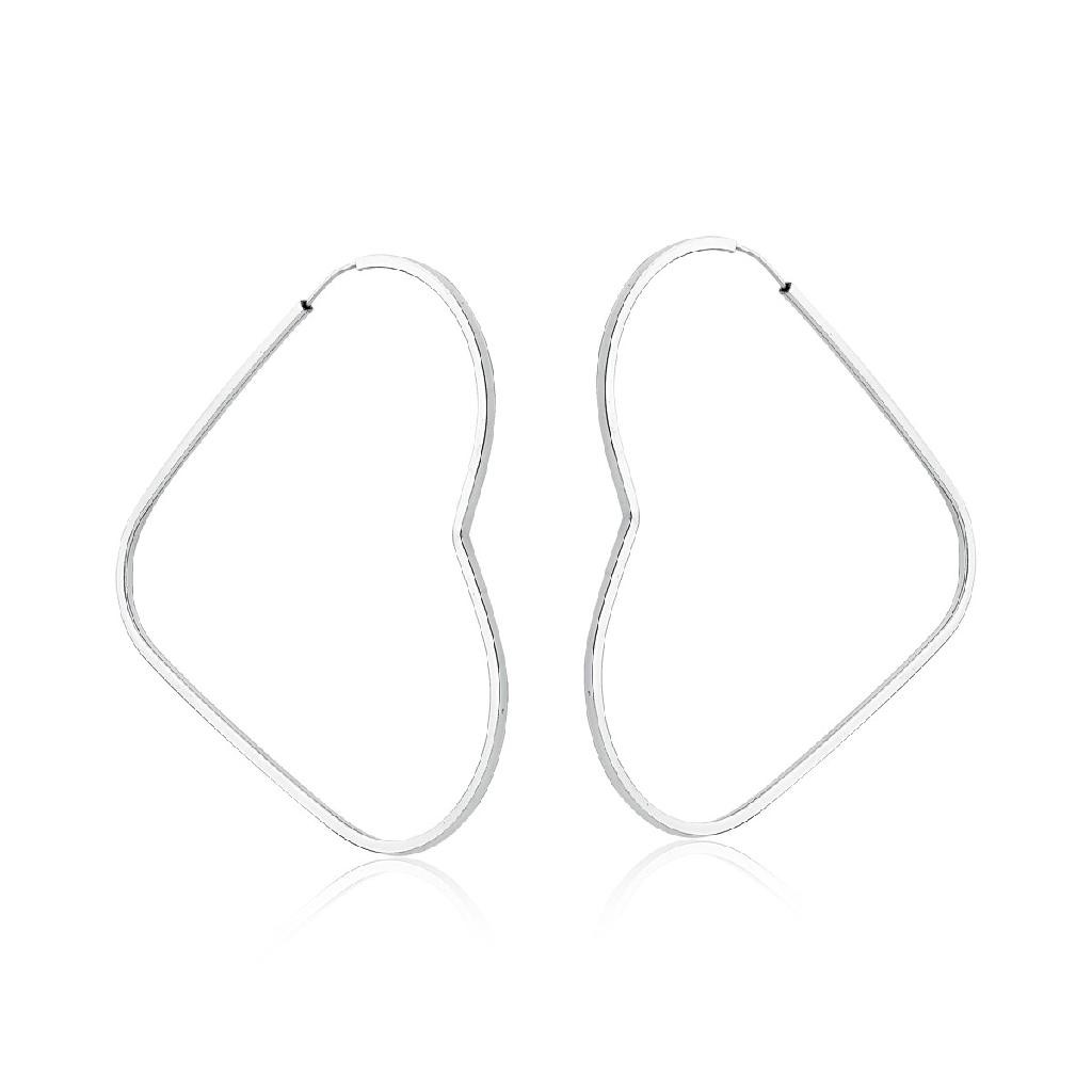 Brinco Argola coração fio quadrado 50mm grande - Fashion Accessories