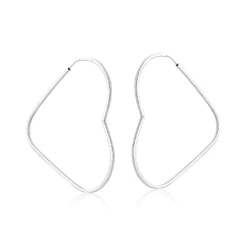 Brinco Argola coração fio quadrado 50mm grande