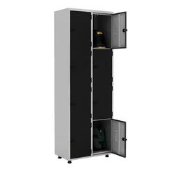 Armário Roupeiro Aço 8 Portas Guarda Volume EA702 Preto