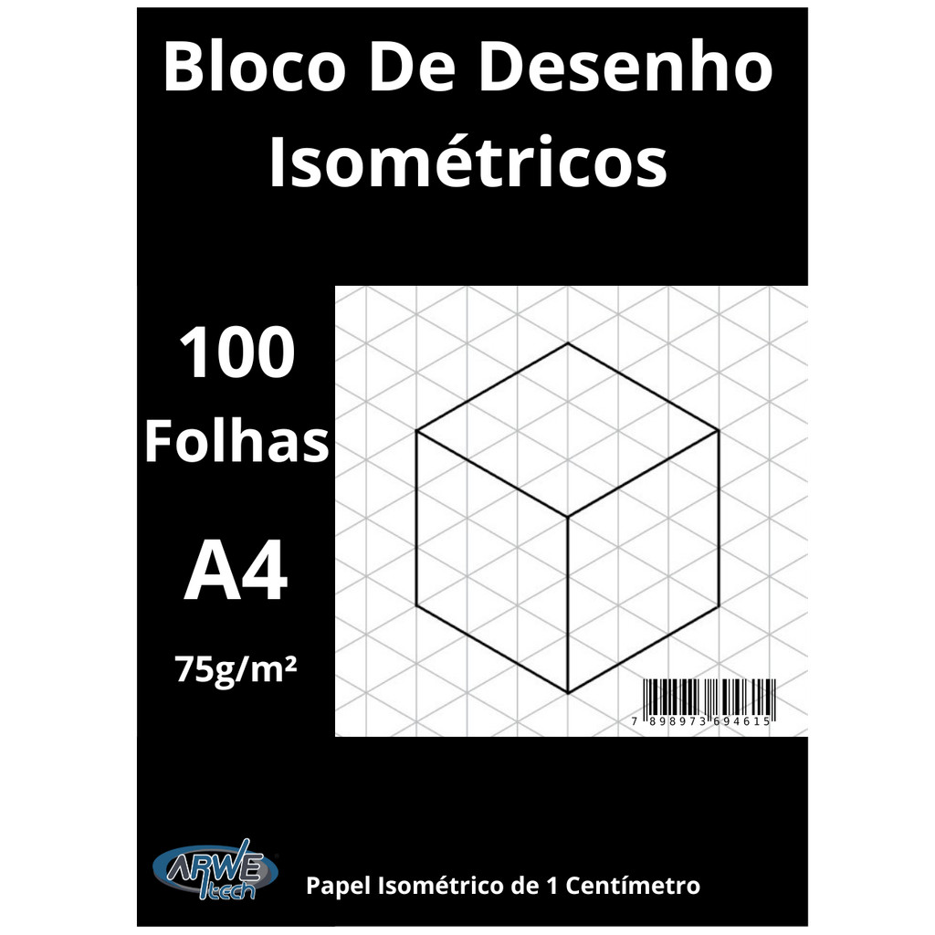Bloco Papel Isométrico A4 - 100 Folhas 75g | Desenho 3D / Engenharia Arquitetura / Design | Sketch Técnico 100 Folhas