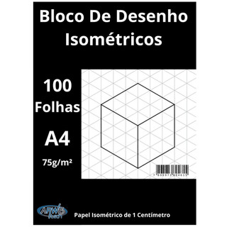 Bloco Papel Isométrico A4 - 100 Folhas 75g | Desenho 3D / Engenharia Arquitetura / Design | Sketch Técnico 100 Folhas
