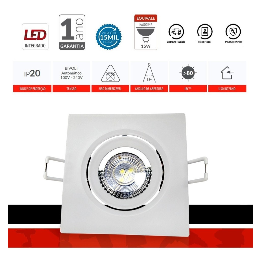 Spot LED 3w Direcionável Embutir Gesso Teto Avant
