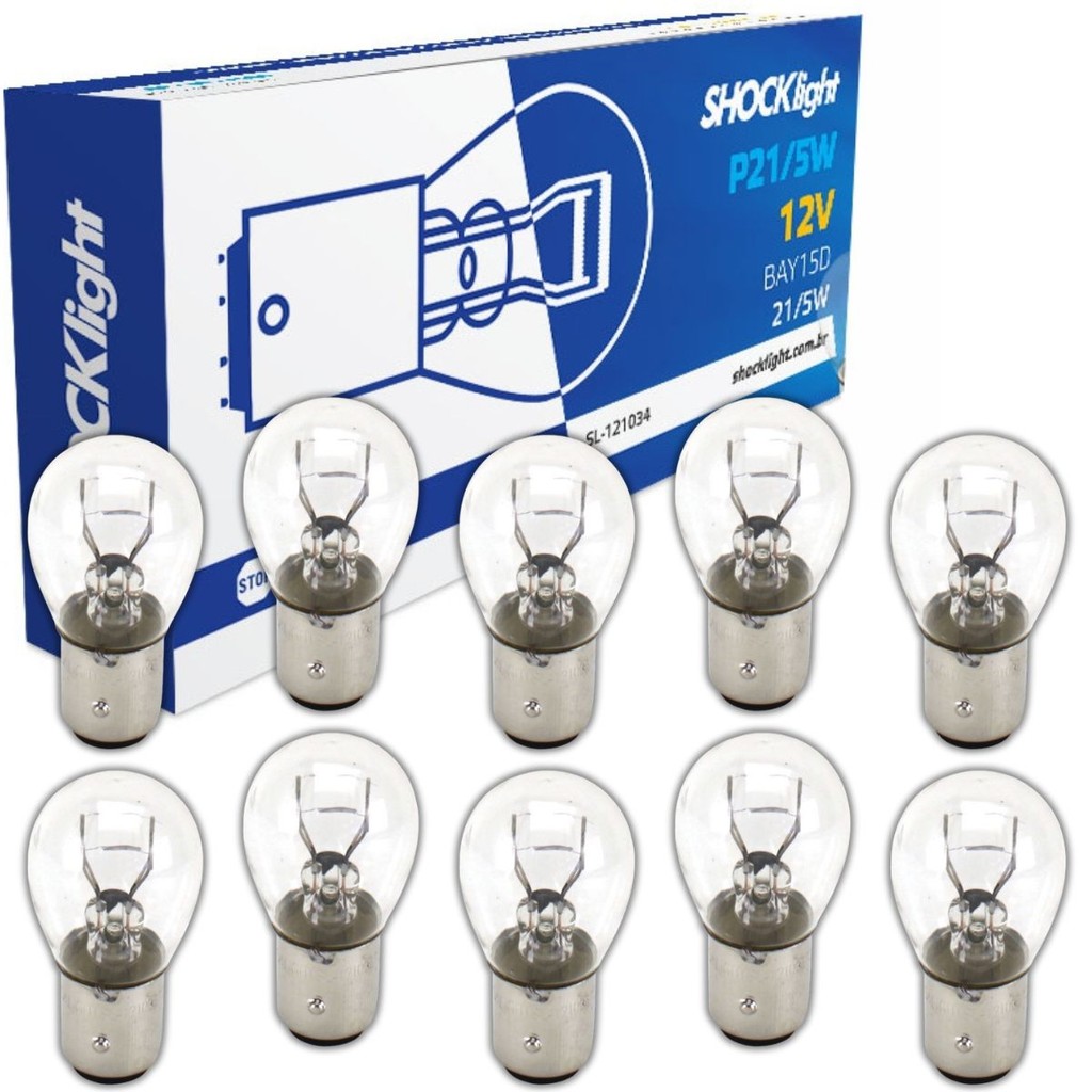 Lampada Shocklight 2 Polos Caixa Com 10 Unidades 12v 21/5w em Oferta na Shopee
