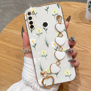 Capa Para Xiaomi Redmi Note 8 2021 8T Pro 7S 7 5 Plus 5 Flores Pequenas Galvanoplastia De Telefone Anti-Queda Com Pulseira De Amor em Oferta na Shopee