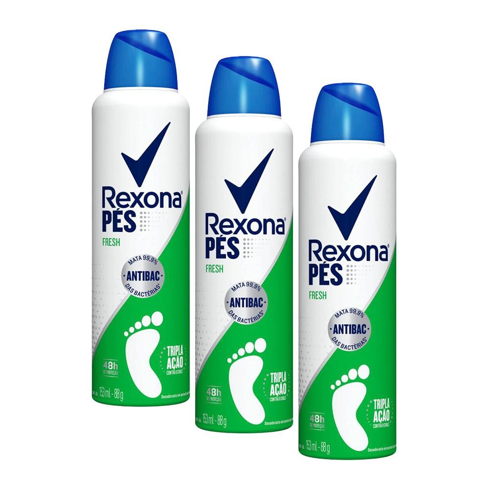 Kit 3 Desodorantes Aerosol Rexona Efficient Pés Fresh 153ml em Oferta na Shopee