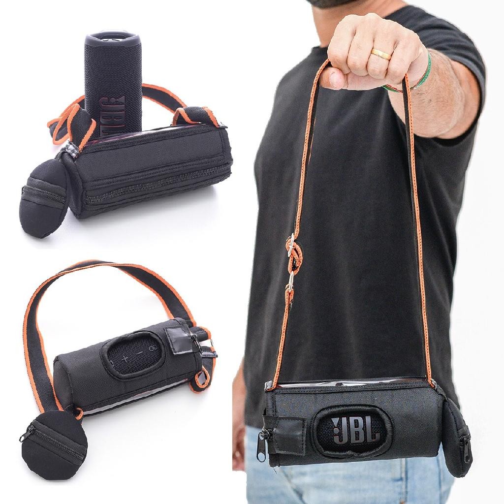Capa Protetora Bolsa Case Para JBL Flip 6 5 C/ Bolso Externo
