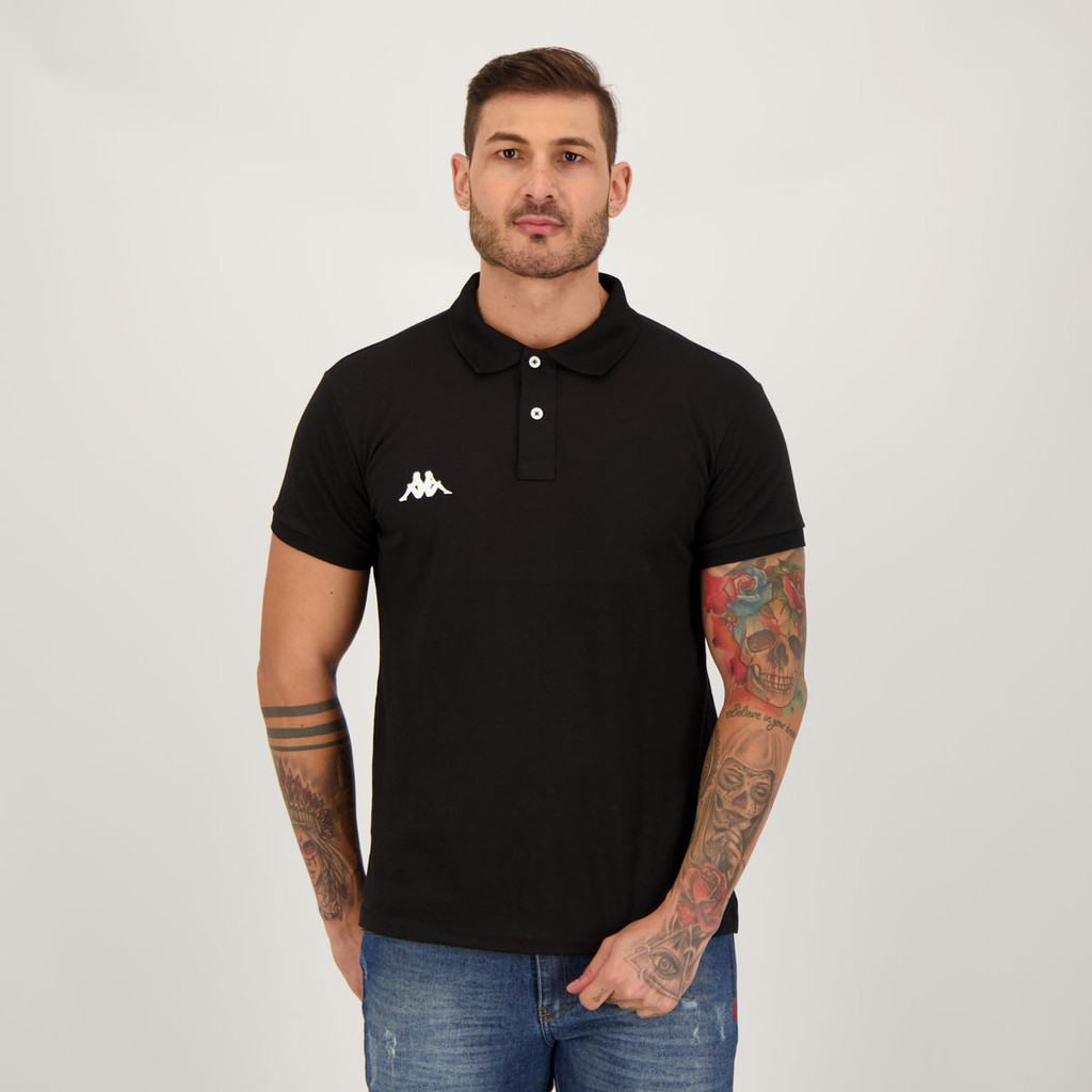 Polo Kappa Piquet Preta - Men Clothes