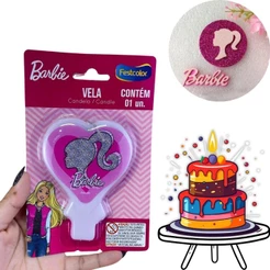 VELA DE ANIVERSÁRIO TEMÁTICA BARBIE - FESTCOLOR - DECORAÇÃO GLAMUROSA PARA FESTAS DE PRINCESAS (CHOCO)