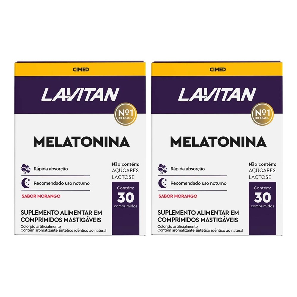 Kit c/2 und Lavitan Melatonina 30 cpr Mastigavel Morango em Oferta na Shopee