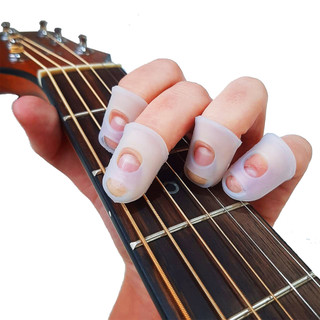 2 Kits de Protetores de dedos de Silicone Transparente para Tocar Violão, Guitarra, Ukulele Cavaco e Baixo Tamanho Médio