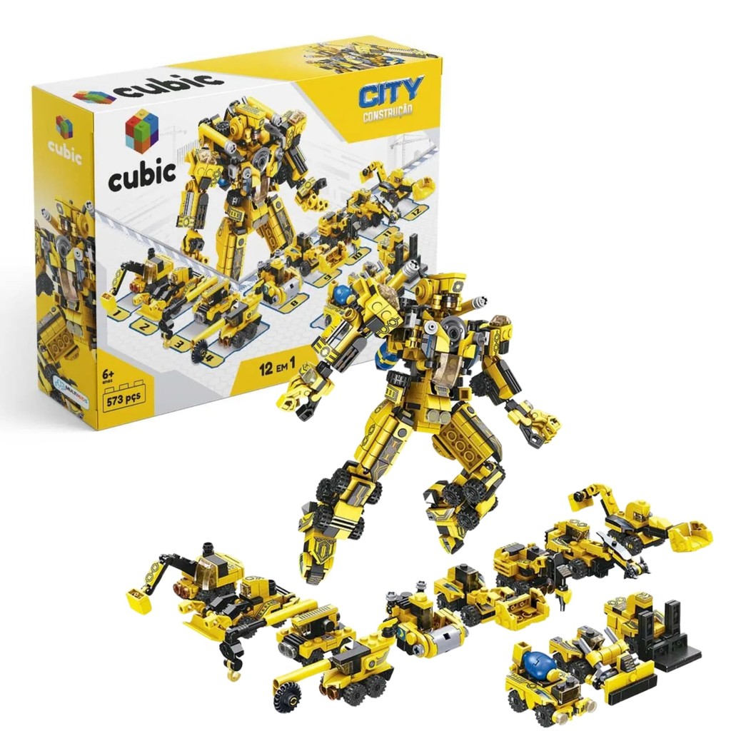 Brinquedo Blocos de Montar Cubic 12 em 1 City 573 Peças compatível Multikids - BR1093 em Oferta na Shopee