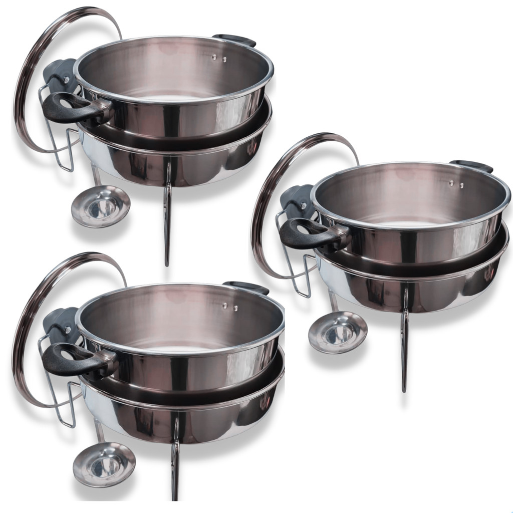 03 Panela Rechaud Com Banho Maria Cuba 5 Litros Para Buffet