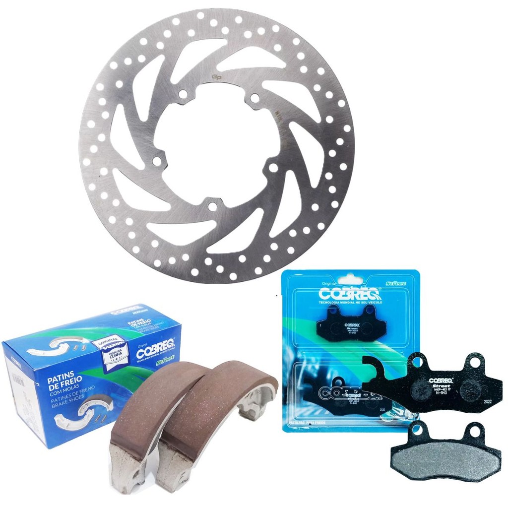 Kit Disco de Freio Dianteiro Fazer 250 2005-2015 + Pastilhas e Lonas Cobreq em Oferta na Shopee