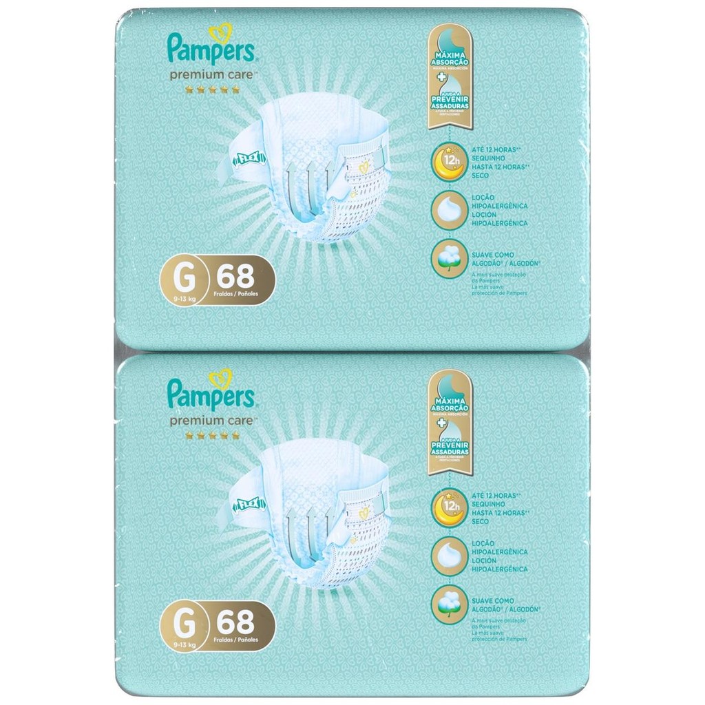 Detalhes do Fralda Pampers Premium Care Topíssima G com 136un
