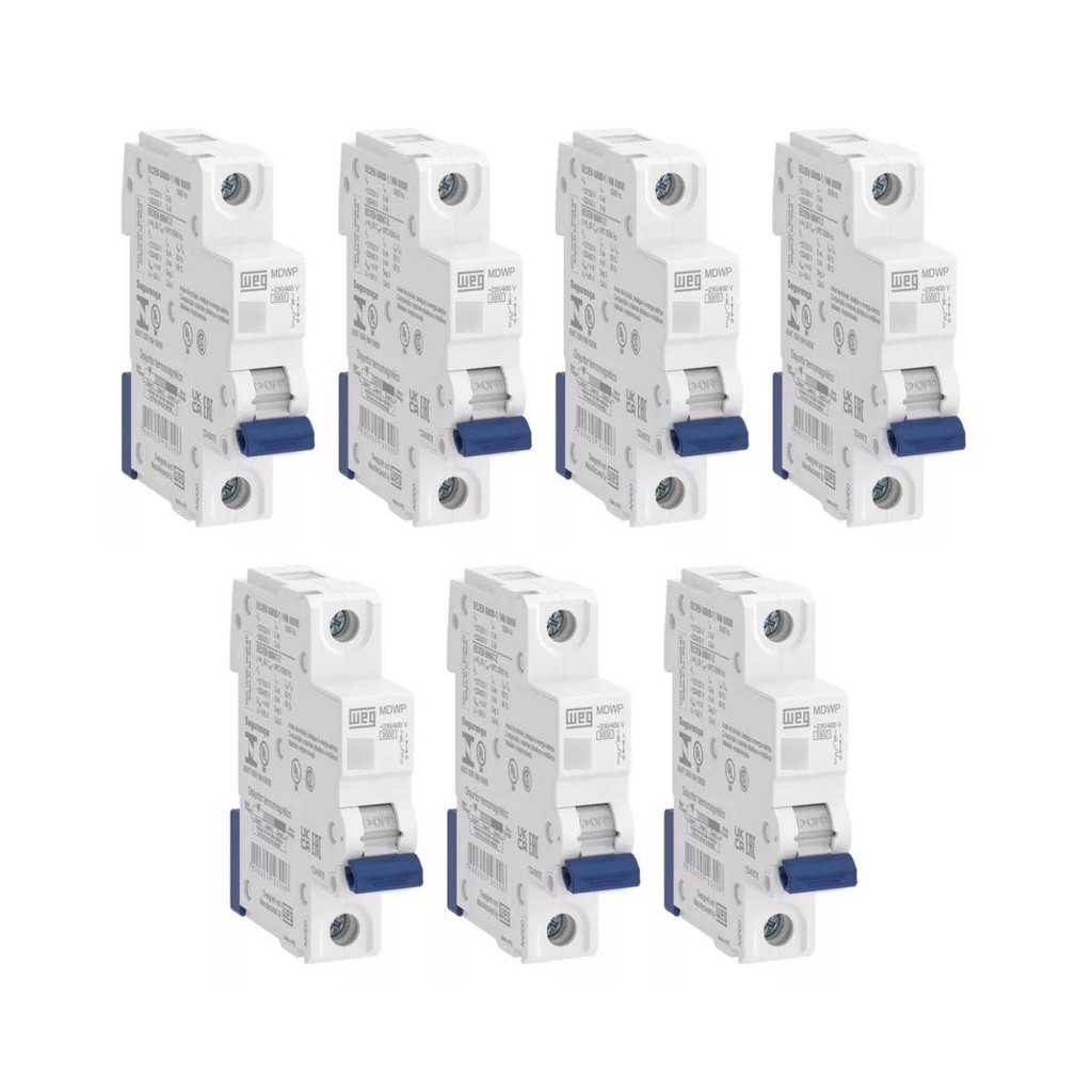 KIT 7 UNIDADES - WEG DISJUNTOR UNIPOLAR DIN 32A (MDW-C 32A 1 POLO)