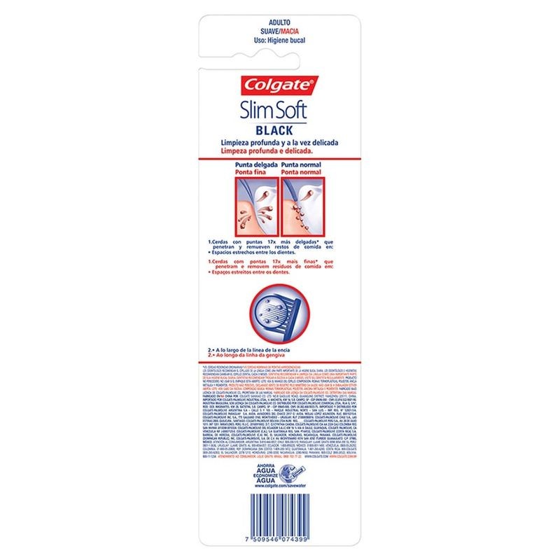 Escova Dental Colgate Slim Soft Black Macia Com 3 Unidades - Health