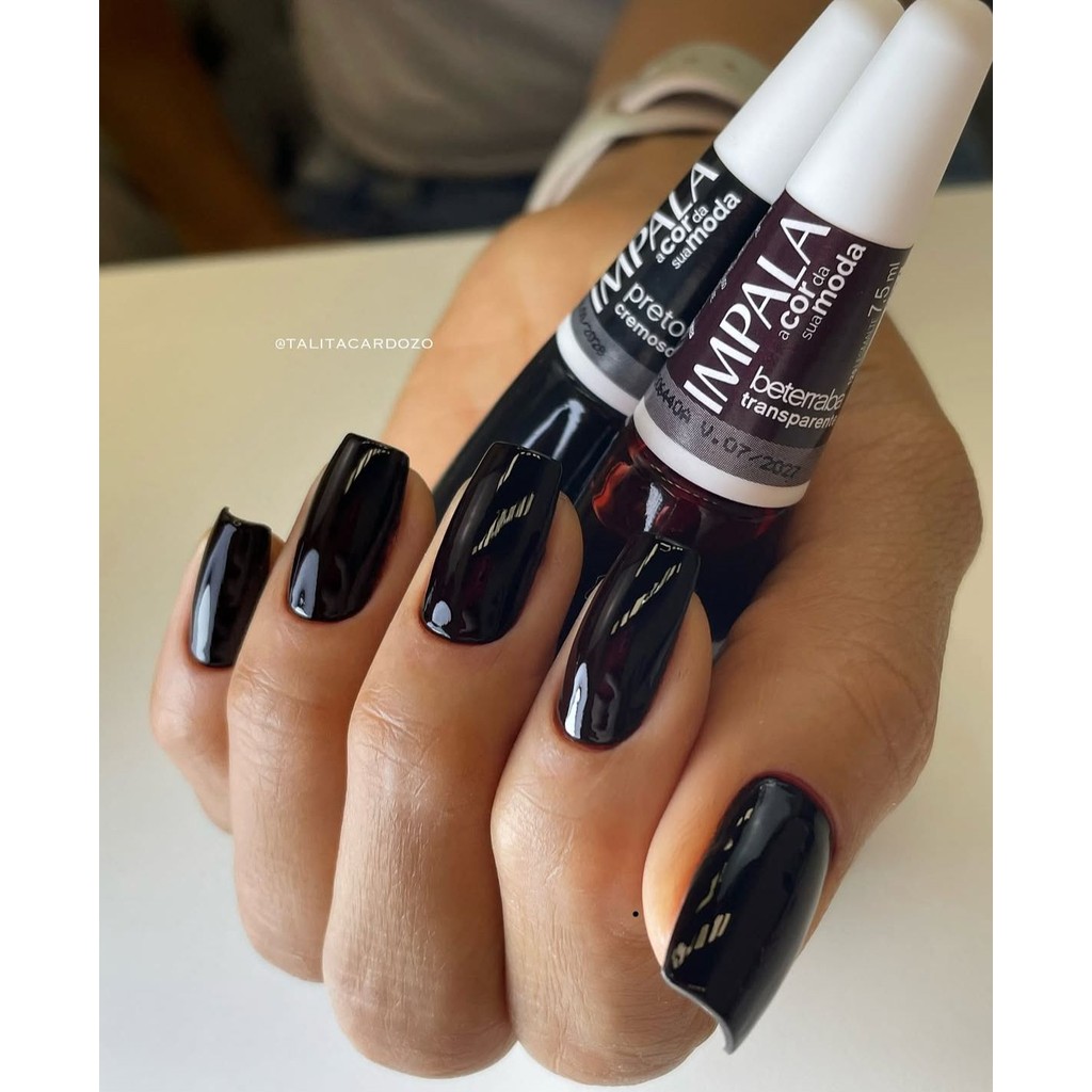 Misturinha Perfeita Com 2 Esmaltes - Esmalte Preto + Esmalte Beterraba - Impala