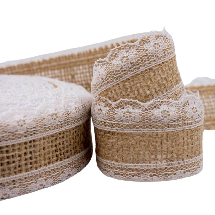 Fita Decorativa Juta com Renda 3cmx2m -01 unidade - ArtLille