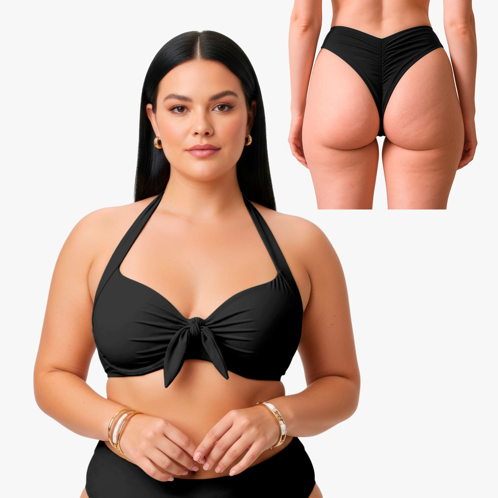 Conjunto Biquíni Bojo Nó Sustentação Com Calcinha Asa Delta Praia Envio Imediato