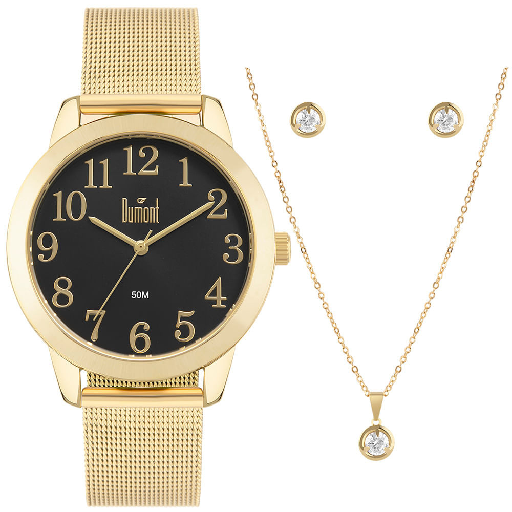 Kit Dumont Feminino Lady Dourado - DUPC21JAA/K1P - Watches