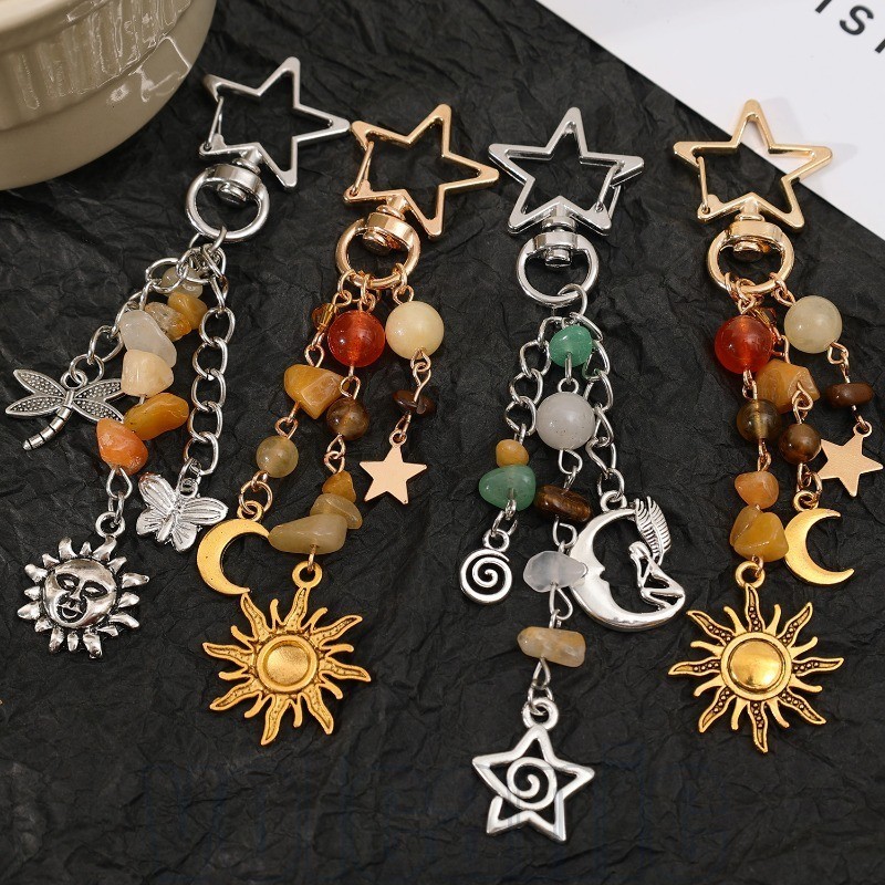 1/2/3 Unidades Chaveiro Com Pingente De Lua De Sol Boêmio-Chaveiros De Liga Feminina E Masculina-Decoração De Para Carro