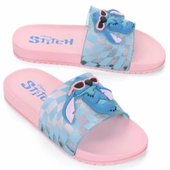 Chinelo Infantil Stitch Grendene Kids Disney Menina - Rosa e Azul