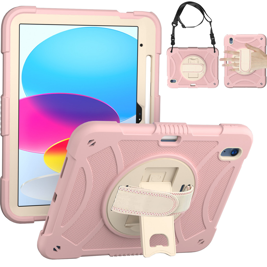 Capa Infantil Antichoque iPad 7/8/9/10/11 com Alça+Suporte 360°+ Protetor Tela + Porta apple pencil