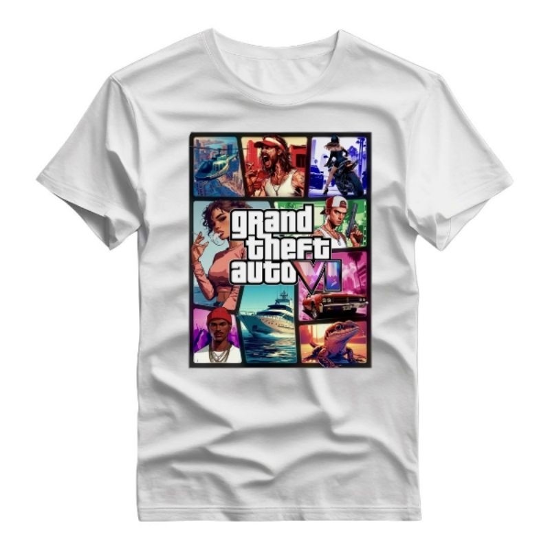 T-shirt Camisa Linda Camiseta Estampada GTA 6 100% Algodão Camisa Unissex Lançamento Jogo Premium Envio Rapido