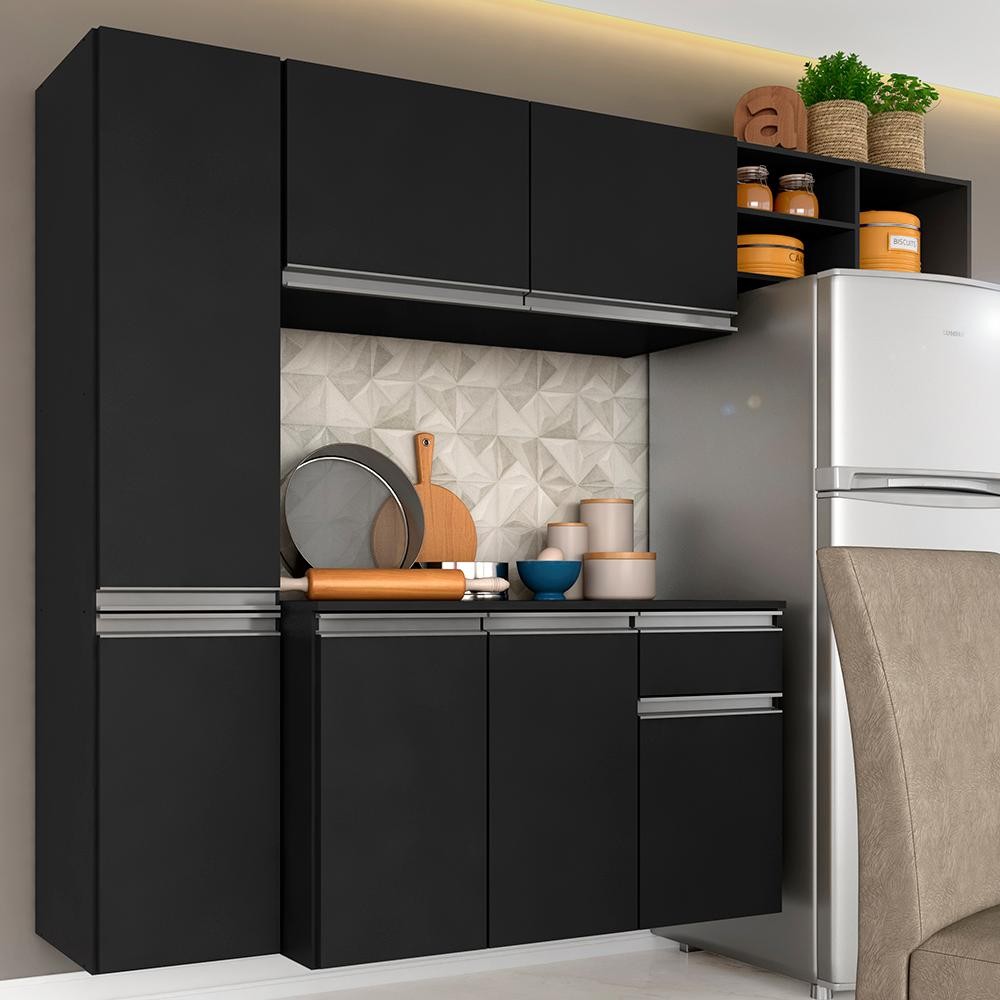 Armário De Cozinha Suspenso 4 Peças Liris Preto - Móveis Arapongas - Home & Living
