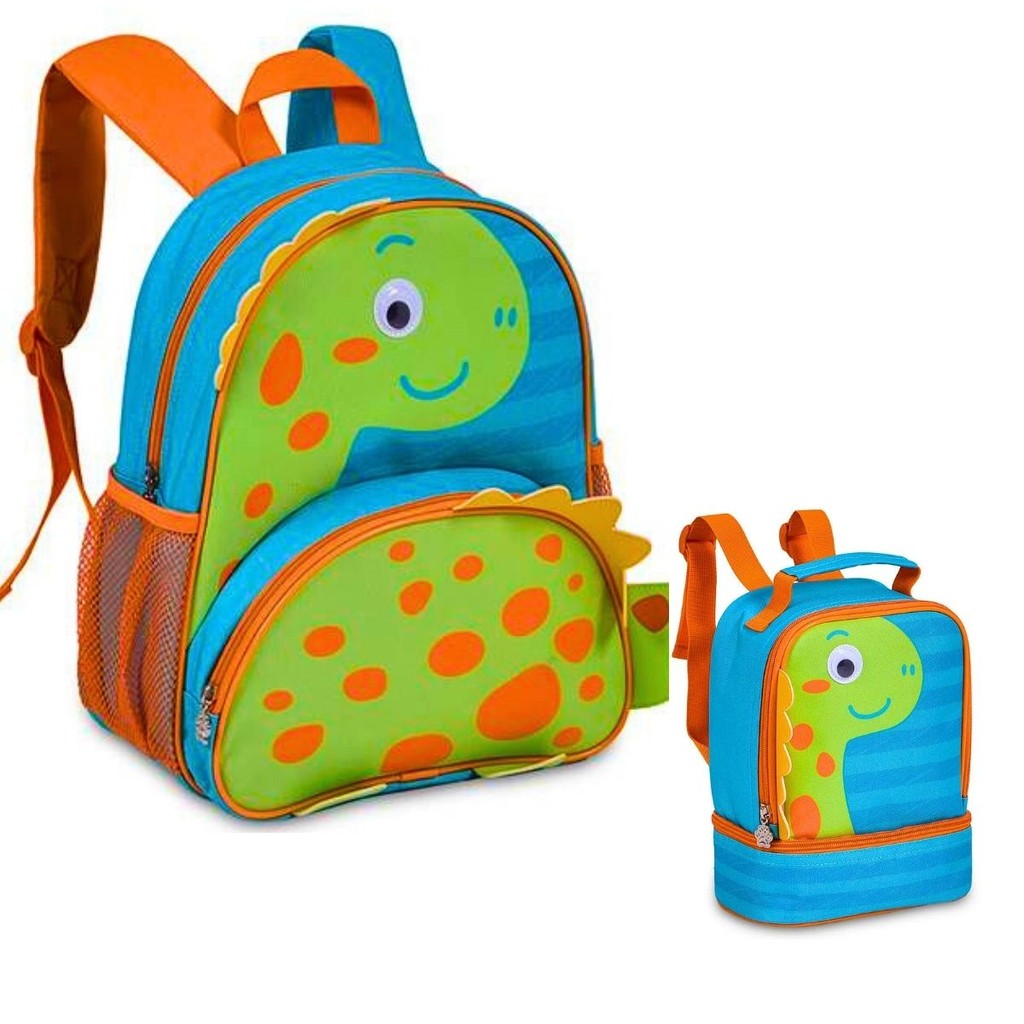 Kit  Mochila de  Costas e Lancheira Infantil Masculina Dinossauro Pets - Clio Style MODELO:VERDE em Oferta na Shopee