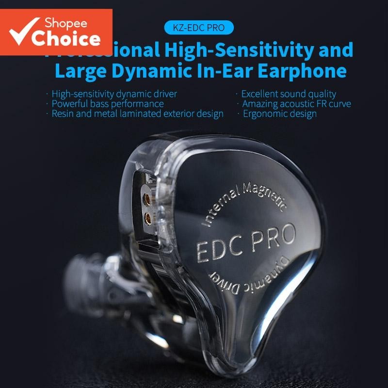KZ EDC PRO Fones de Ouvido Intra-auriculares Ação Única HIFI Fio de Alta Qualidade