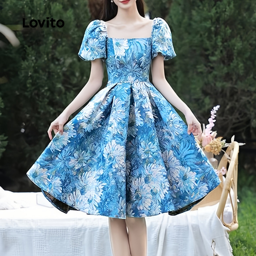 (Trendy) Lovito Vestido Casual com Zíper, Macio e Confortável para Primavera/verão para mulheres LB135LD366 - Women Clothes