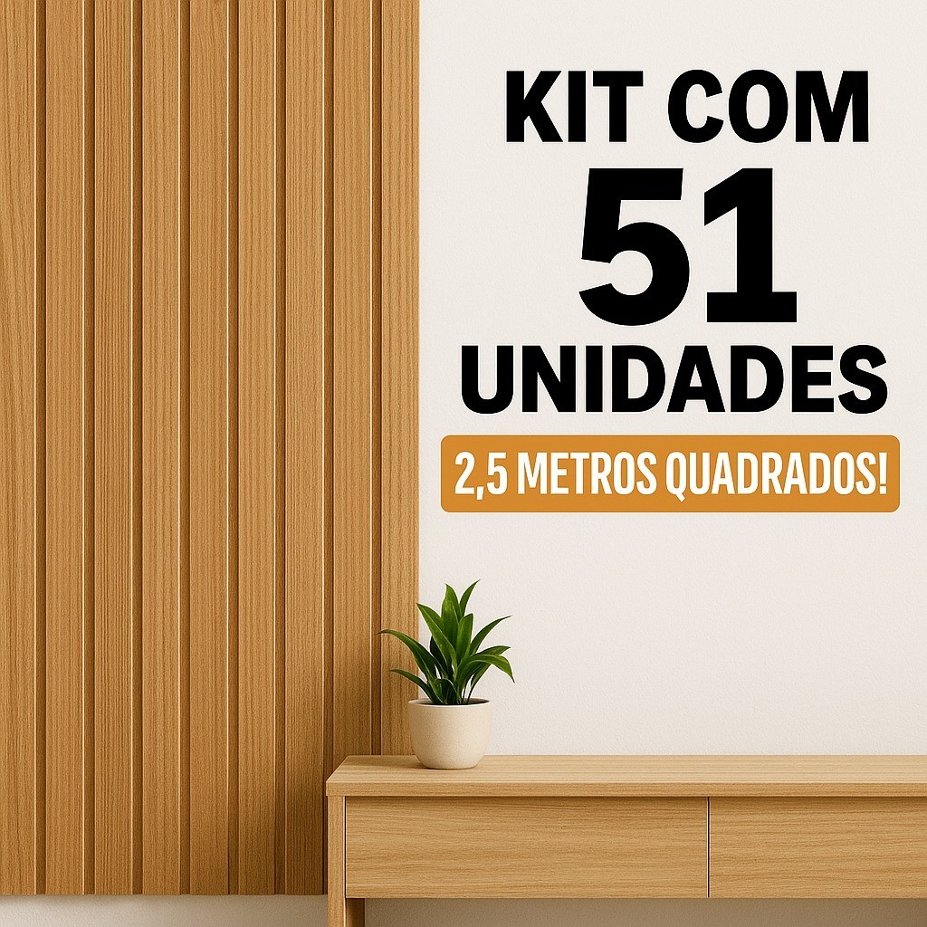 Kit com 51 unidades - Revestimento MDF 45x11cm Decorativo Moderno Parede 2,5 metros quadrados