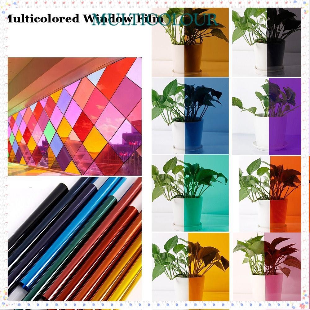 Película MULTICOLOUR De Janela Multicolor Autoadesiva PET Decoração De Vidro Manchado
