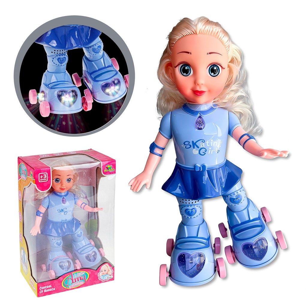 Boneca Patinadora Anda Canta Dança Com Luzes E Som Infantil Giratória Brinquedo Para Meninas