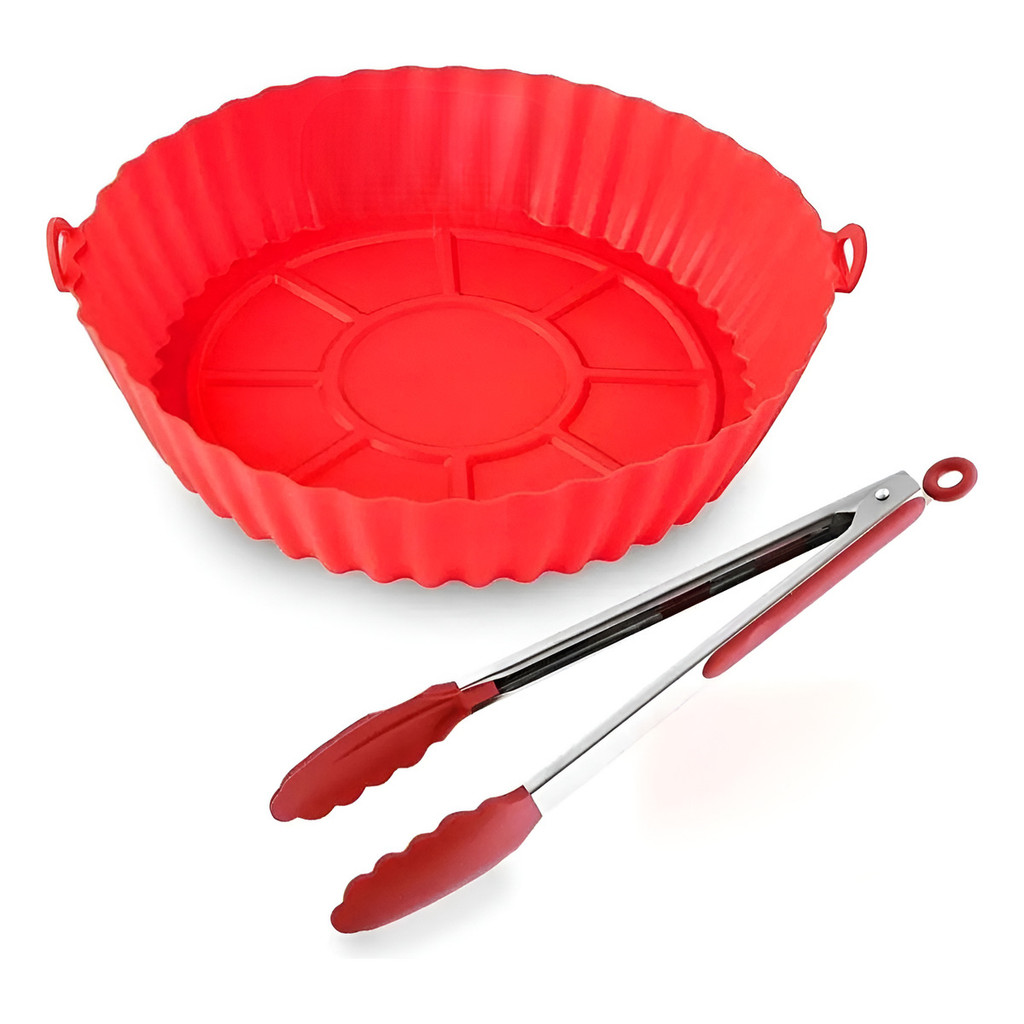 Forma De Silicone Para Airfryer 20cm + Pegador 21cm Silicone fritadeira eletrica pegador ante arranhao de panela