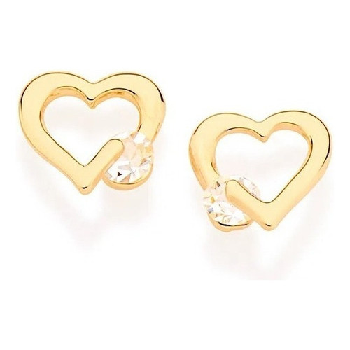 Brinco Rommanel Folheado Coração Vazado Com Cristal 524177 em Oferta na Shopee