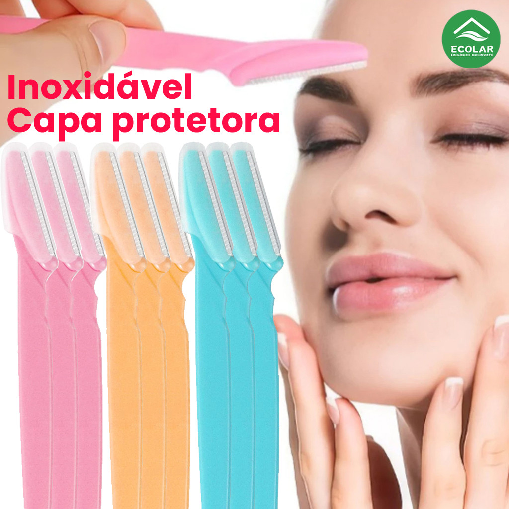 Kit Econômico com 6/12/18 Navalhas para Sobrancelha com Proteção – Aparar com Segurança