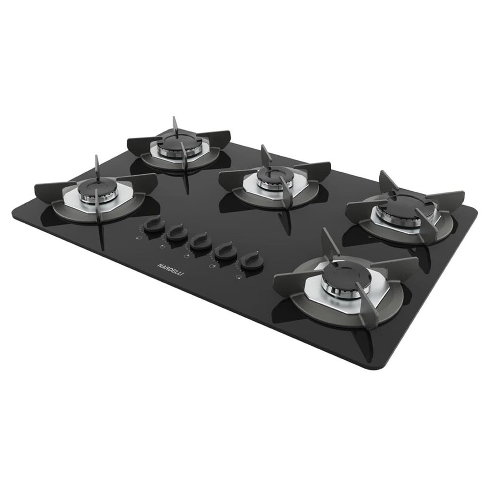 Fogão Cooktop Elétrico 5 Bocas Mesa em Vidro Safe Nardelli Inox