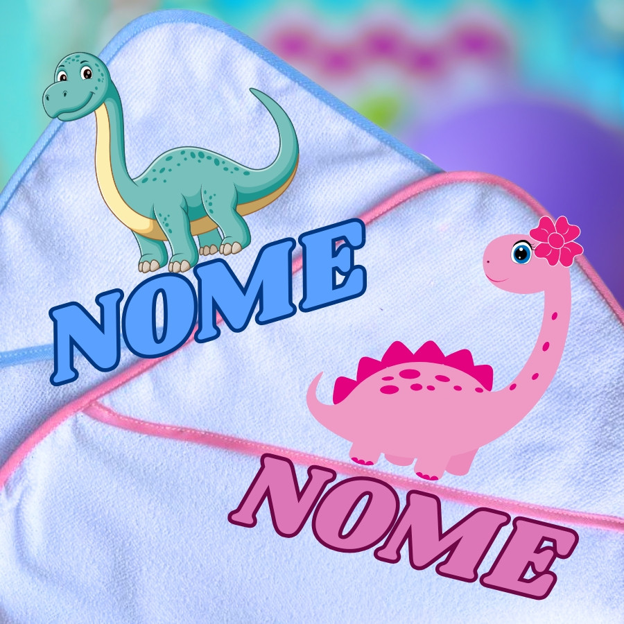kIT 3 TOALHAs PERSONALIZDAs COM NOME TEMA DINOSSAURO em Oferta na Shopee