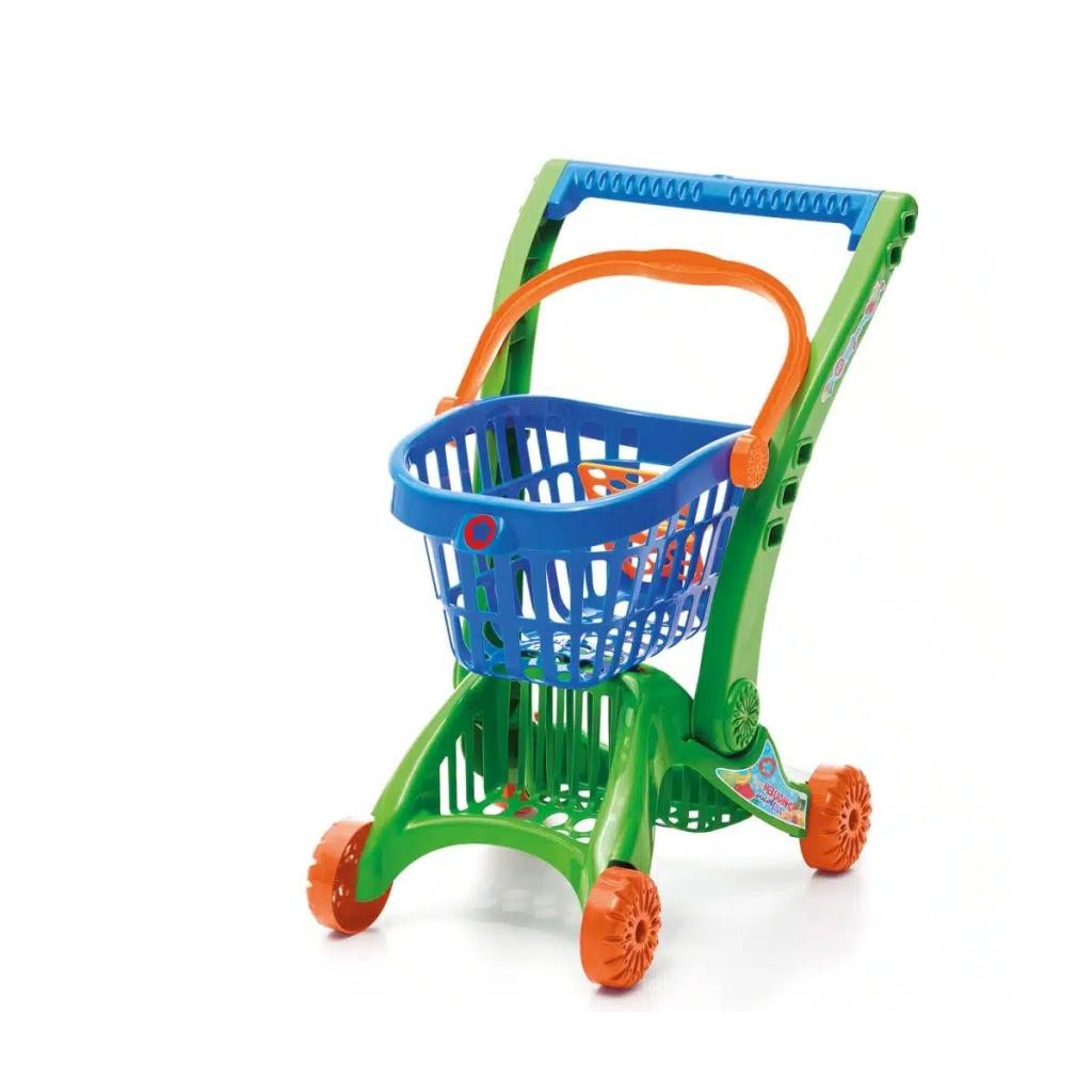 Carrinho de Mercado Super Mercadorinho Verde e Azul - Tateti 0210 para Crianças a Partir de 3 Anos