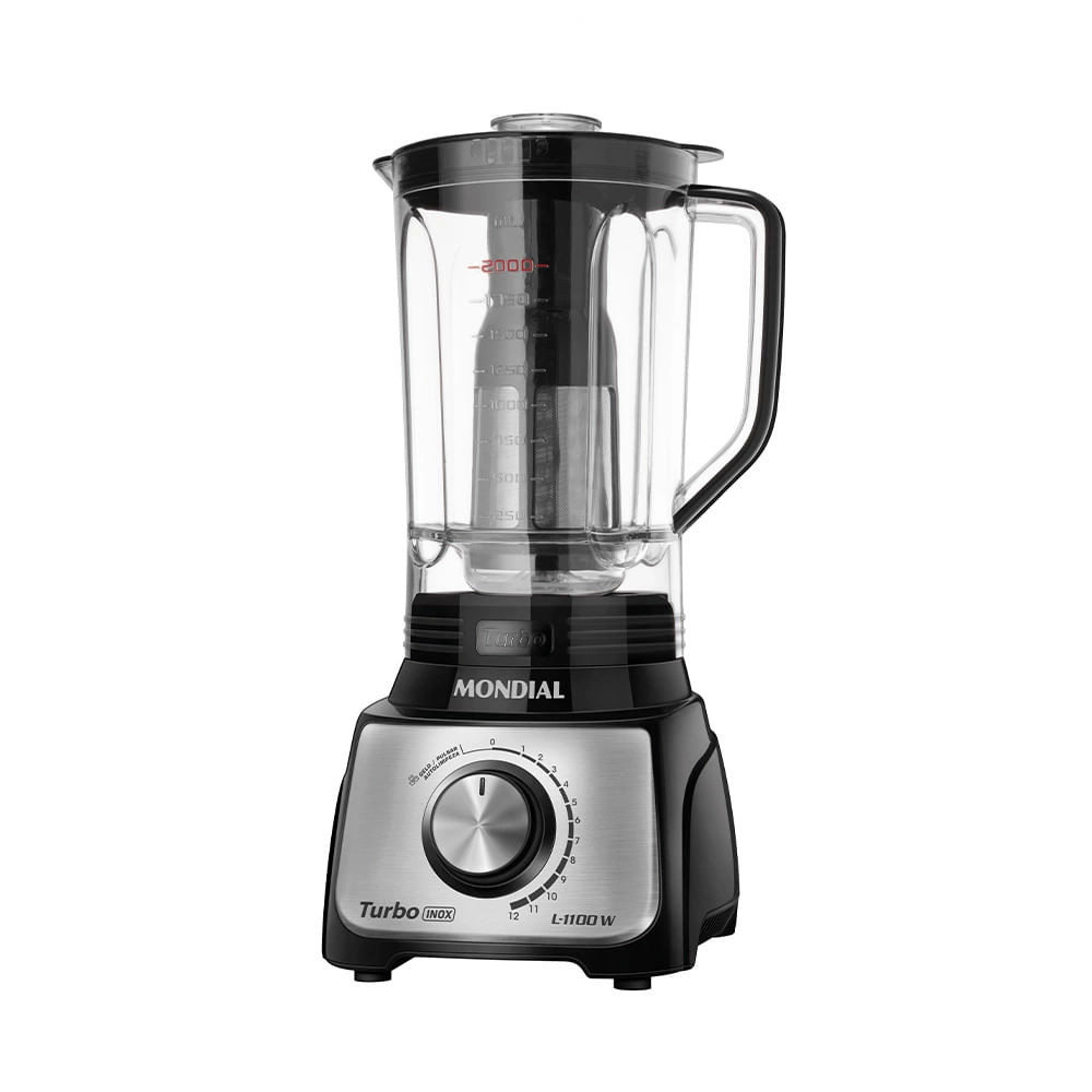 Liquidificador Turbo Mondial 127V 1100W Preto/Inox - L-1100 BI - Home Appliances